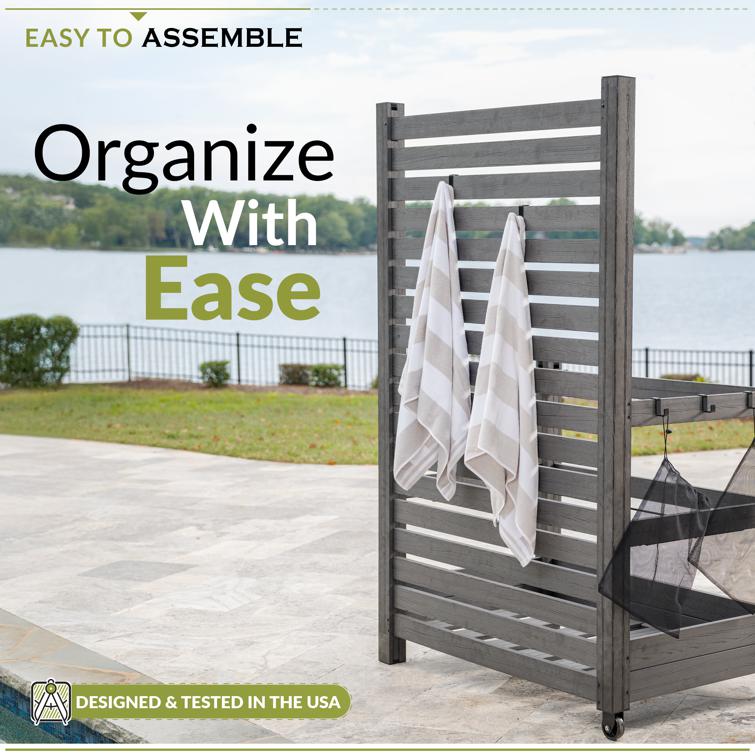 WoodTek Vinyl Poolside Organizer with Privacy Screen (Charcoal)